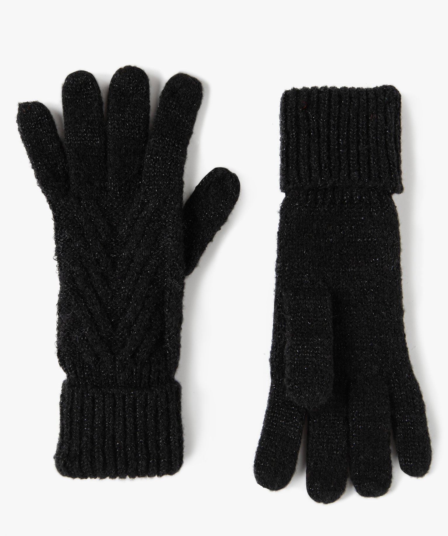 Gants en maille pailletée femme noir | GEMO