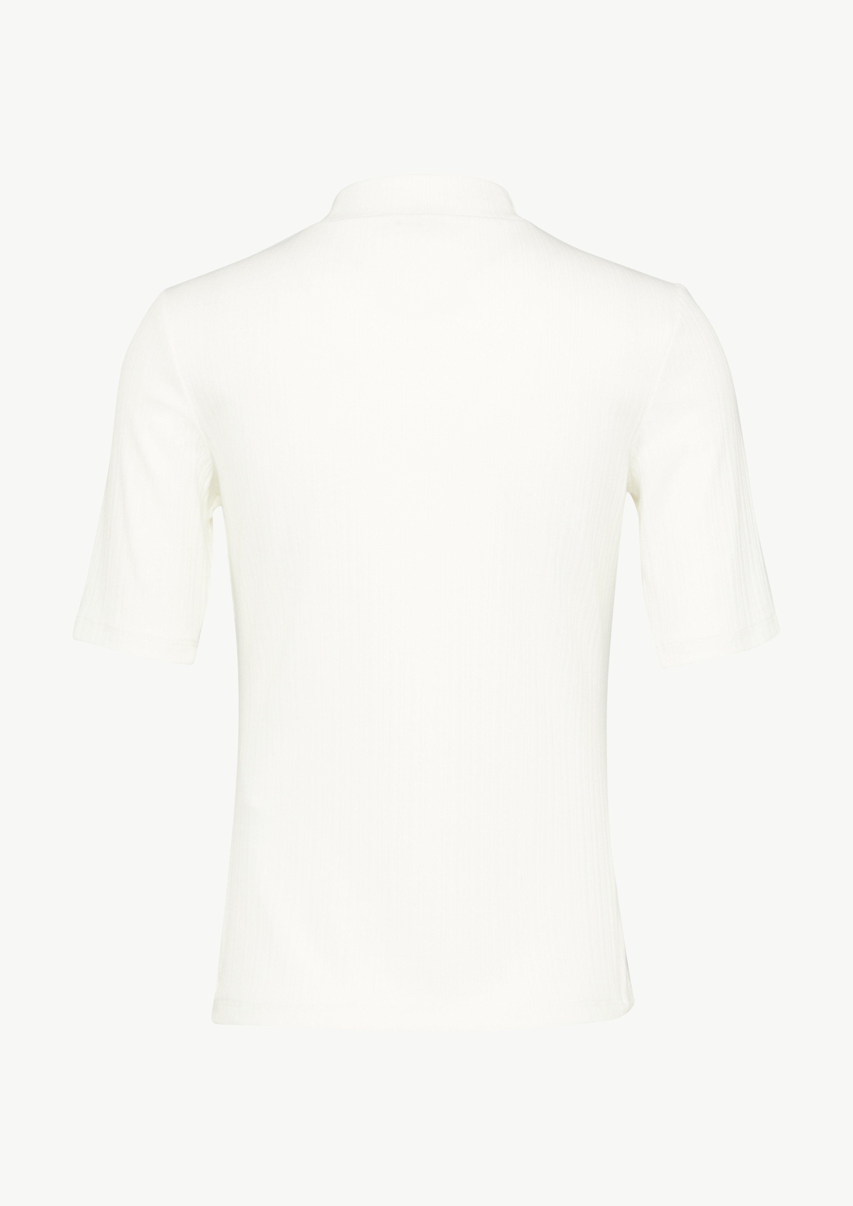 Geripptes T-Shirt im Slim Fit - weiß