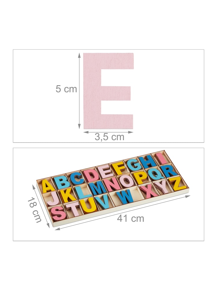 relaxdays 208-tlg. Holzbuchstaben Set in Bunt günstig kaufen onesize