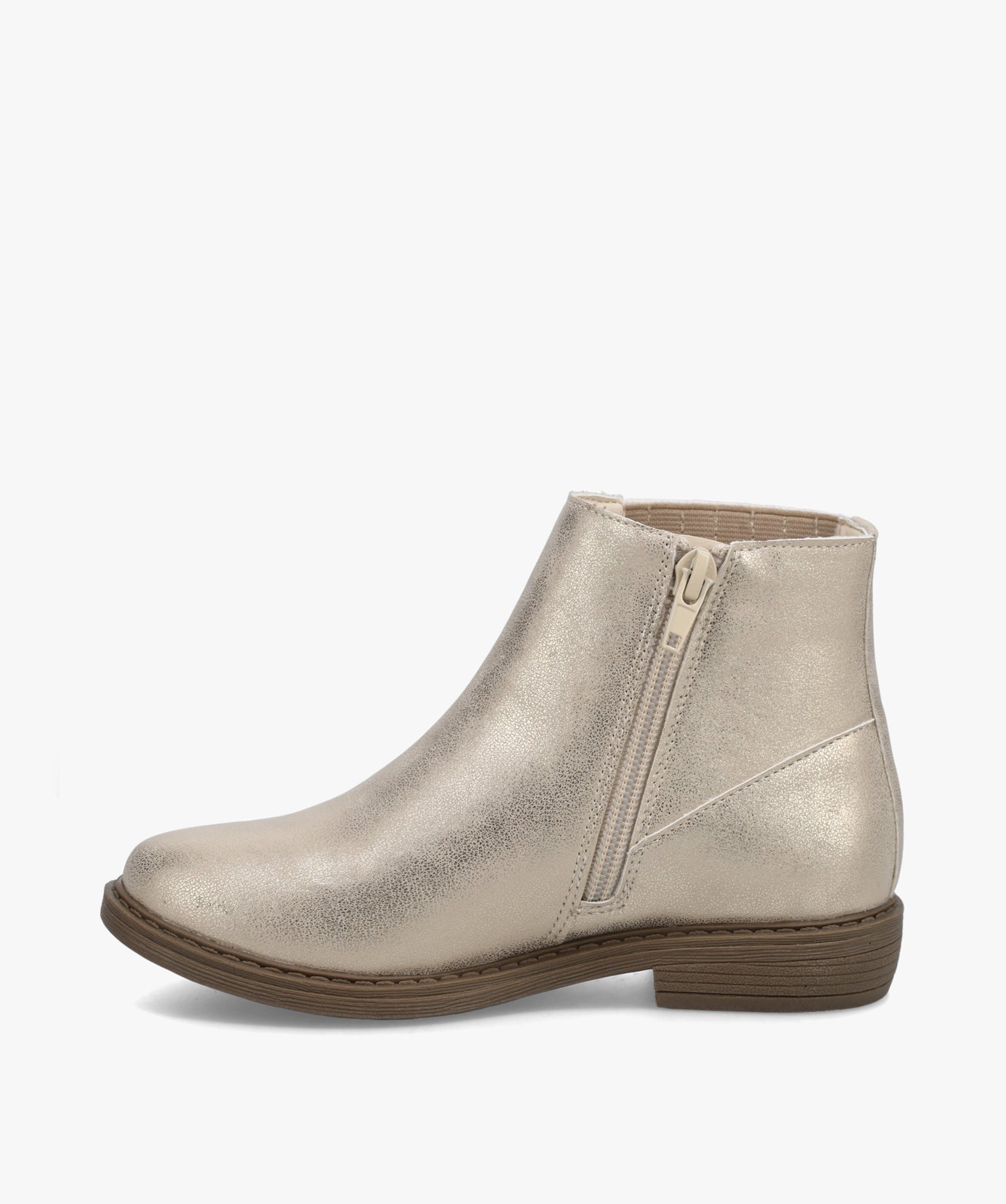Boots filles à talon plat dessus uni métallisé or | GEMO