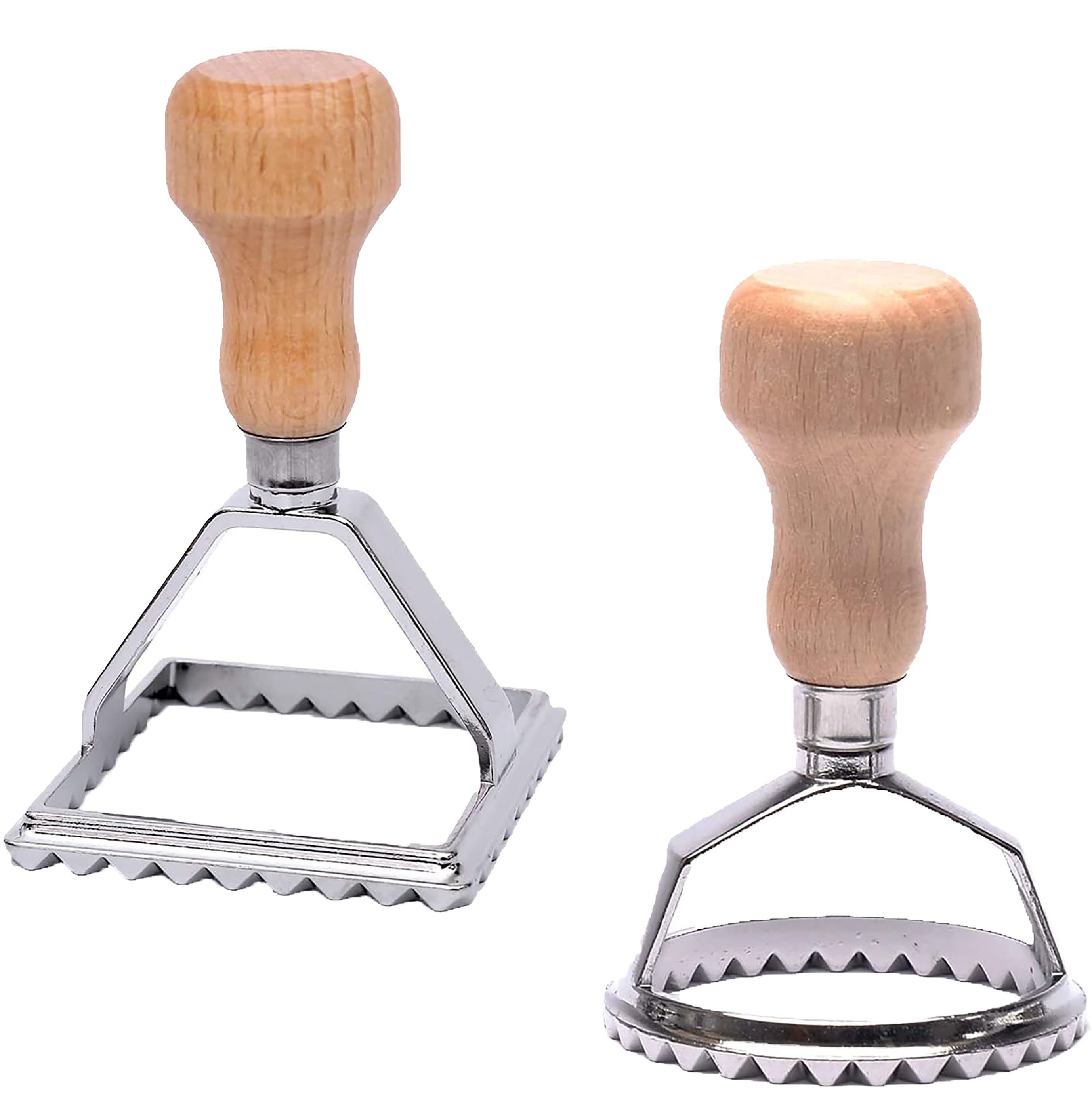 Tapferer Ping Nudelmaschine Zwei Wonton Cutter Sets mit Holzgriff Shaper