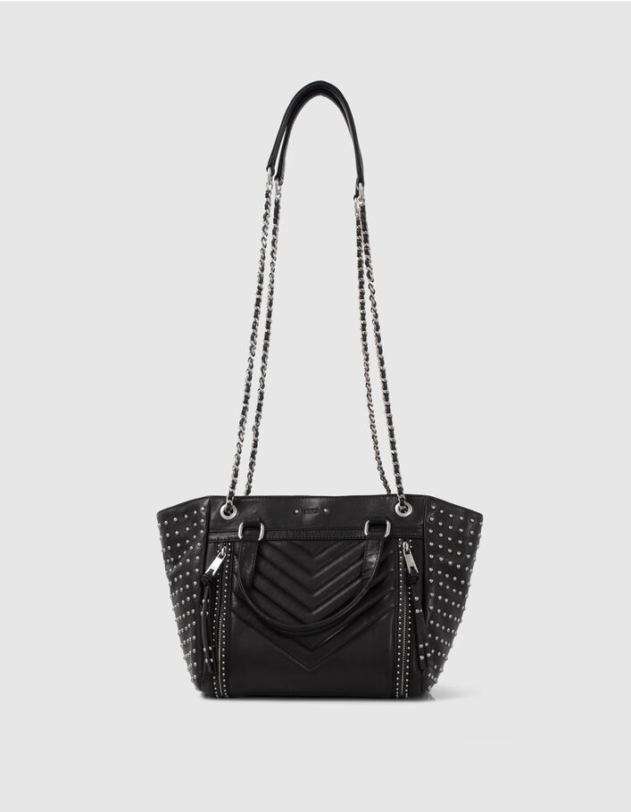 Sac cabas 1440 Medium Rock noir cuir clouté Femme