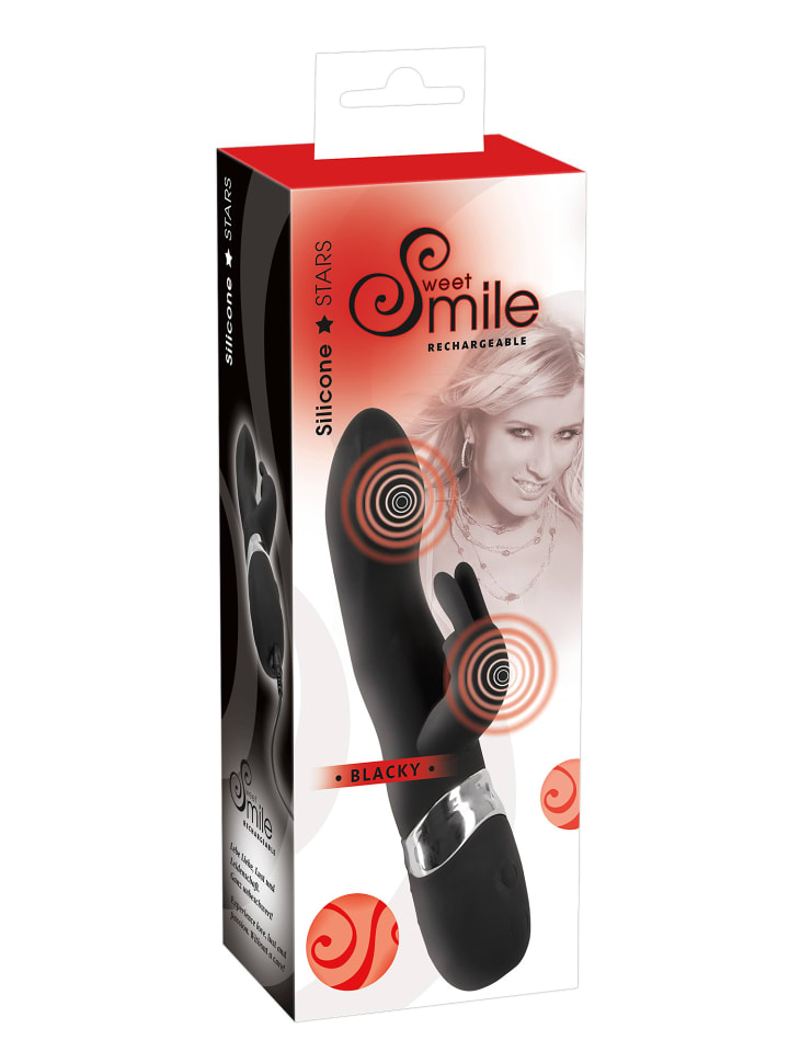 Sweet Smile Vibrator mit Klitorisreizer Rechargeable Rabbit Vibe in schwarz günstig kaufen 21 cm