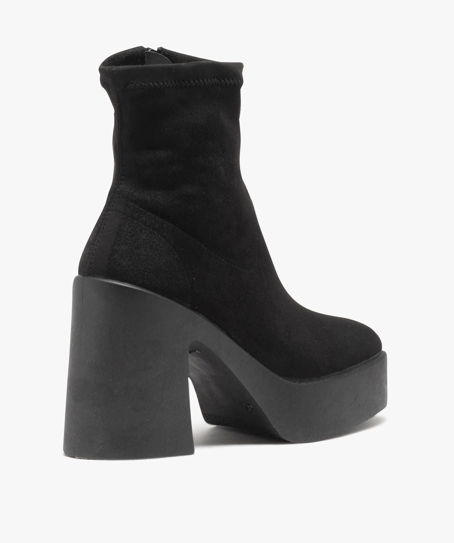 Boots femme à talon plateforme et bout carré dessus uni en... noir | GEMO