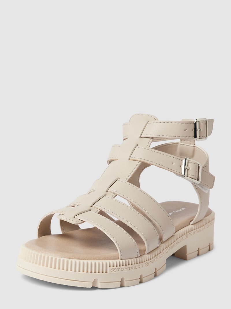 Sandalen mit Dornschließe in beige