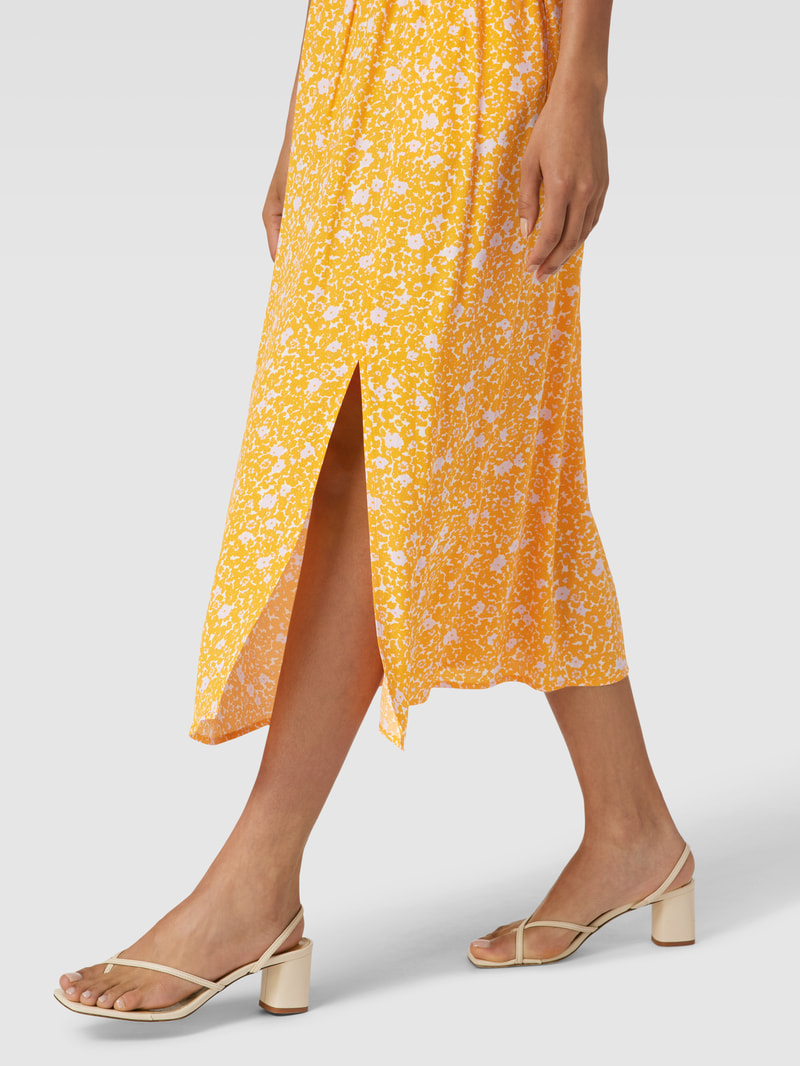 Midirock mit floralem Muster in apricot