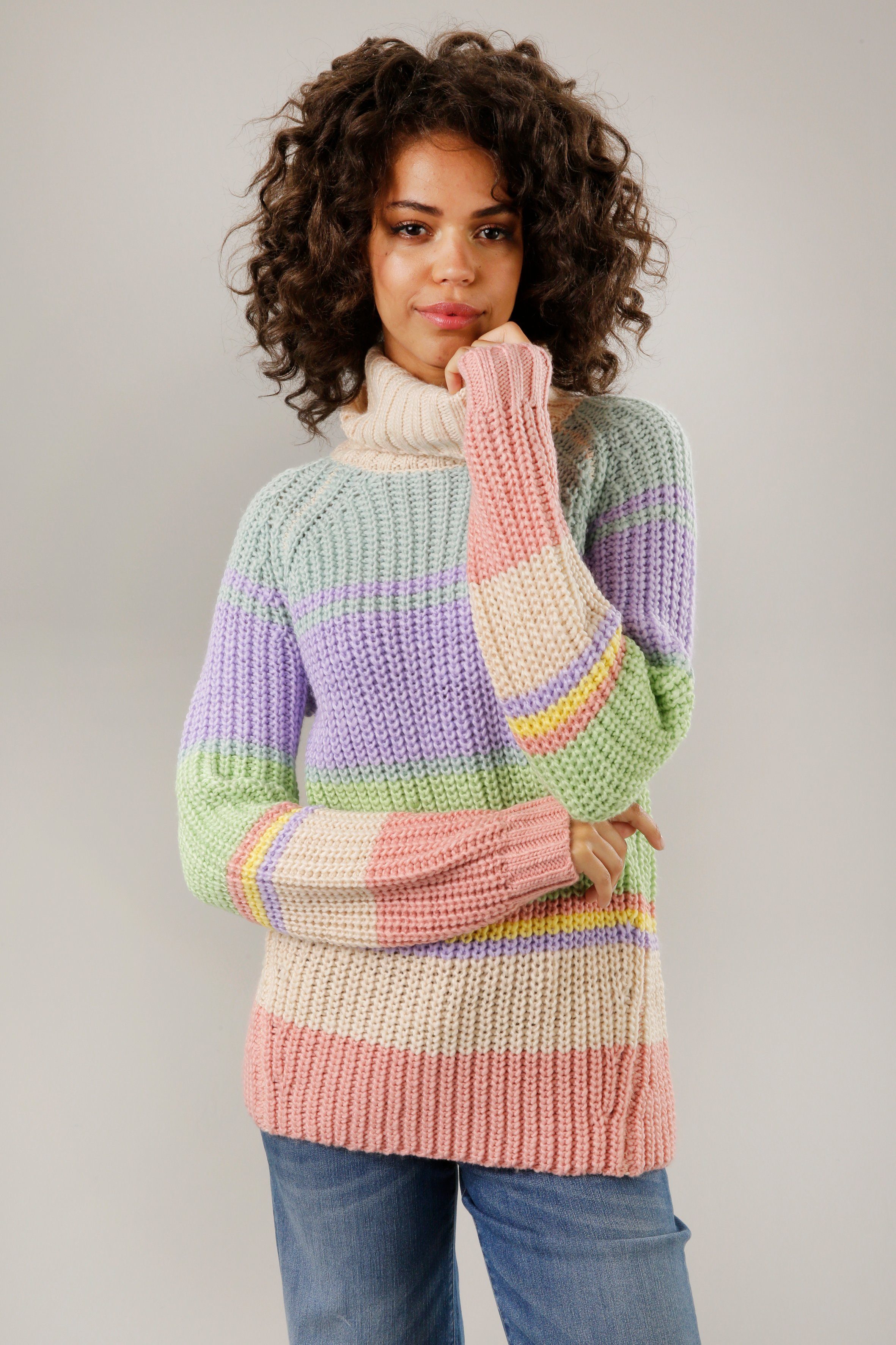 Aniston CASUAL Strickpullover im farbharmonischem Streifen-Dessin