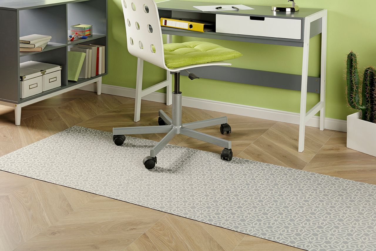 Schütte Peyer Syntex Mira Jacquard Teppich Blume Allover Farbe Hellgrau 138 x 220 cm