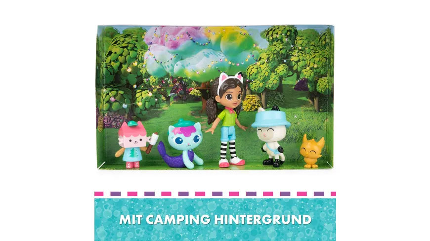 Gabby's Dollhouse, Camping Figuren Set, Gabby mit 3 Katzenfiguren