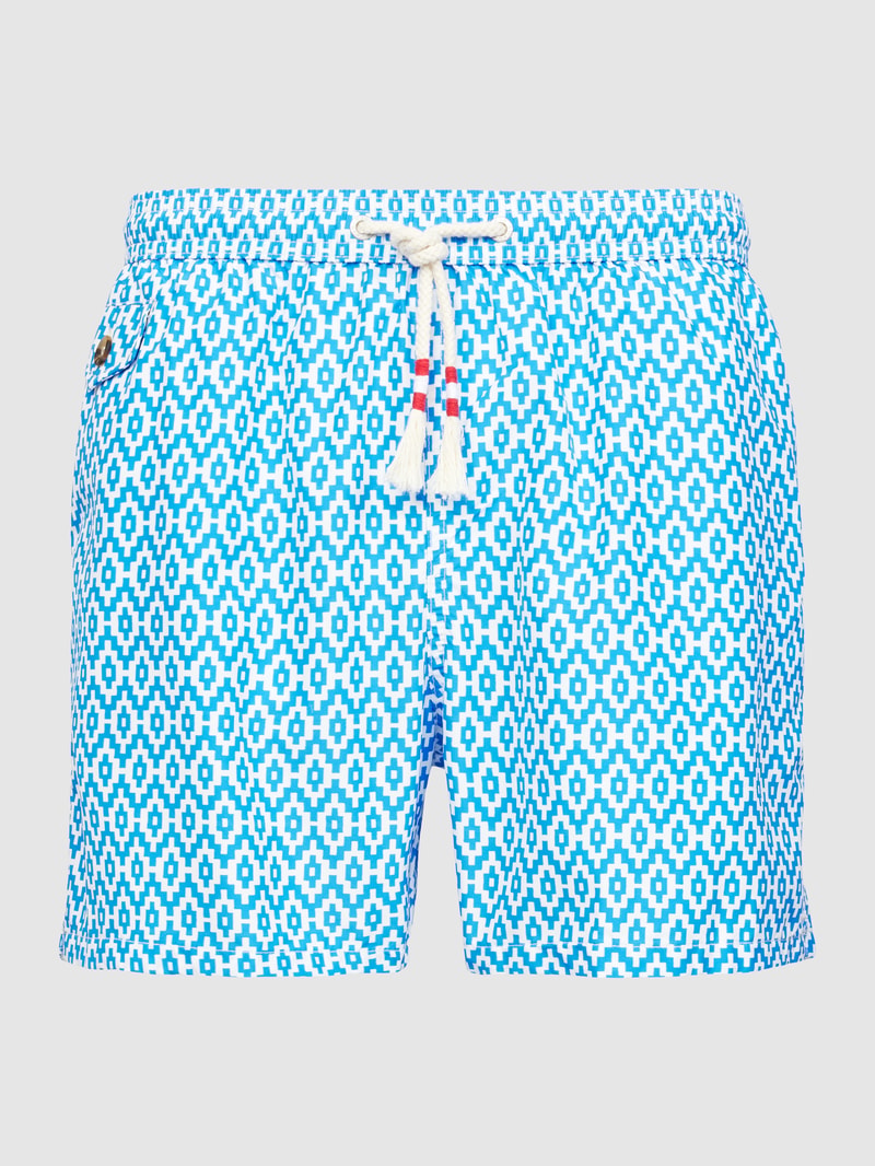 Badehose mit Allover-Muster Modell 'LIGHTING' in blau
