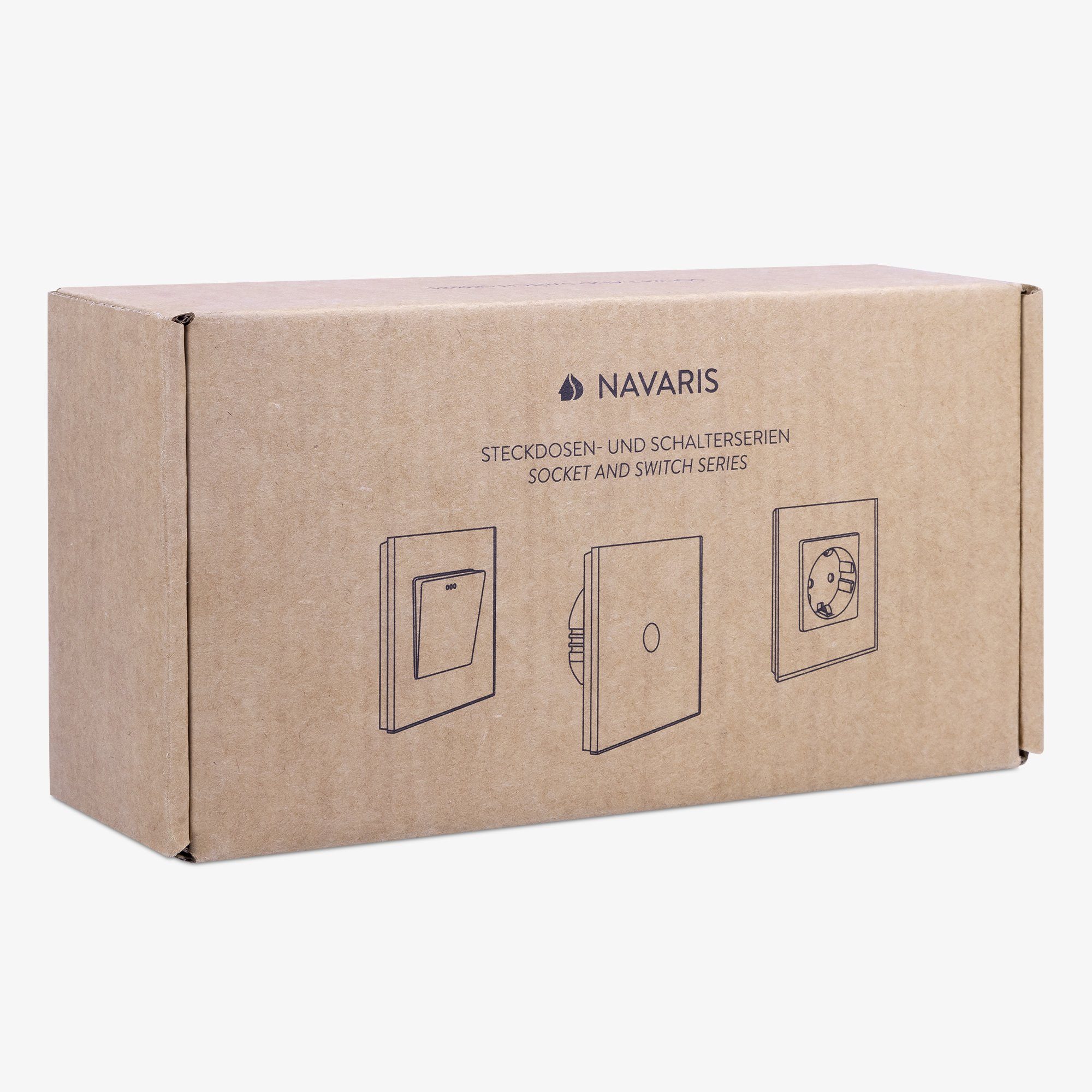Navaris Alu Schuko Steckdose zweifach - Design Einbau Wandsteckdose Steckdosenleiste (Kabellänge 15,50 m)