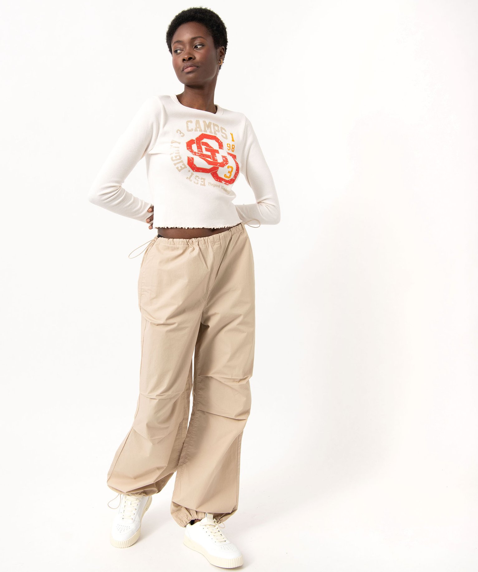 Pantalon large esprit cargo femme - Camps United beige | GEMO