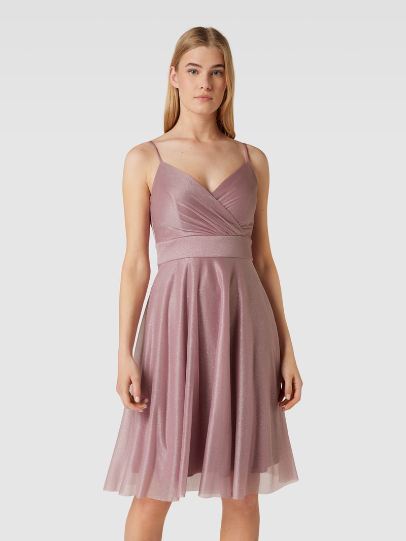 Cocktailkleid mit Spaghettiträgern in mauve