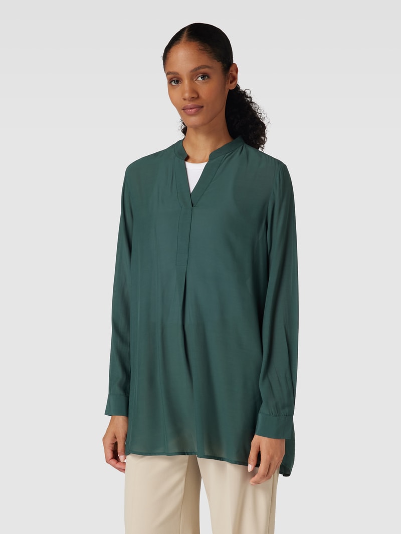 Bluse mit Serafino-Ausschnitt Modell 'Facura' in bottle