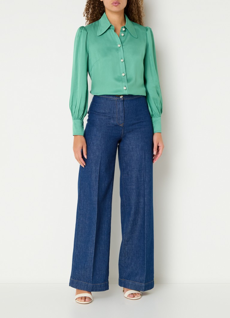 L.K.Bennett  Sonya blouse van satijn met pofmouw
