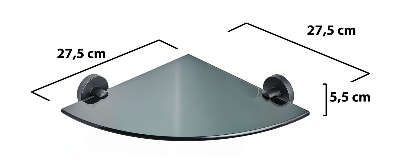 Weles AMARE Luxus Eck-Regal Glasablage Edelstahl - Schwarz, 27,5 x 27,5 x 5,5 cm