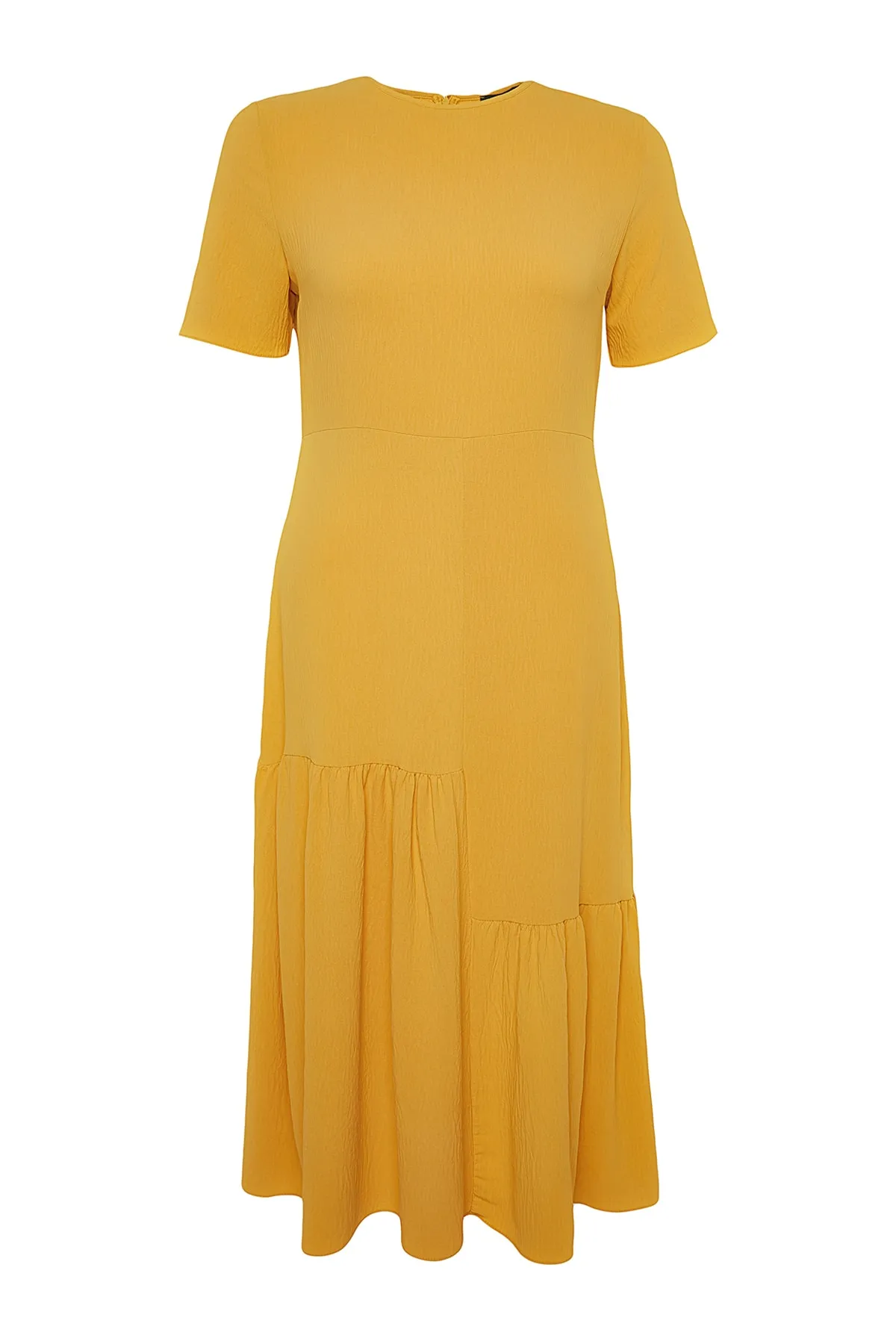 Trendyol Curve  Senfgelbes gewebtes Volantkleid TBBSS22EL1595