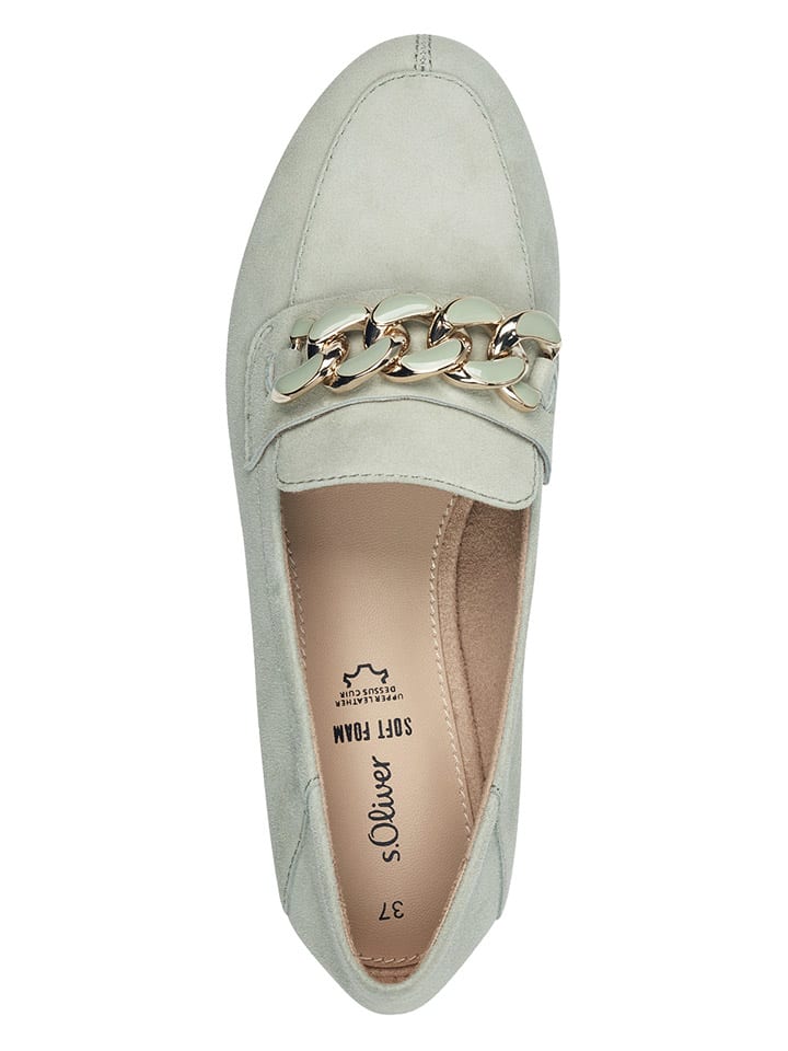 s.Oliver Leder-Slipper in Hellgrün günstig kaufen