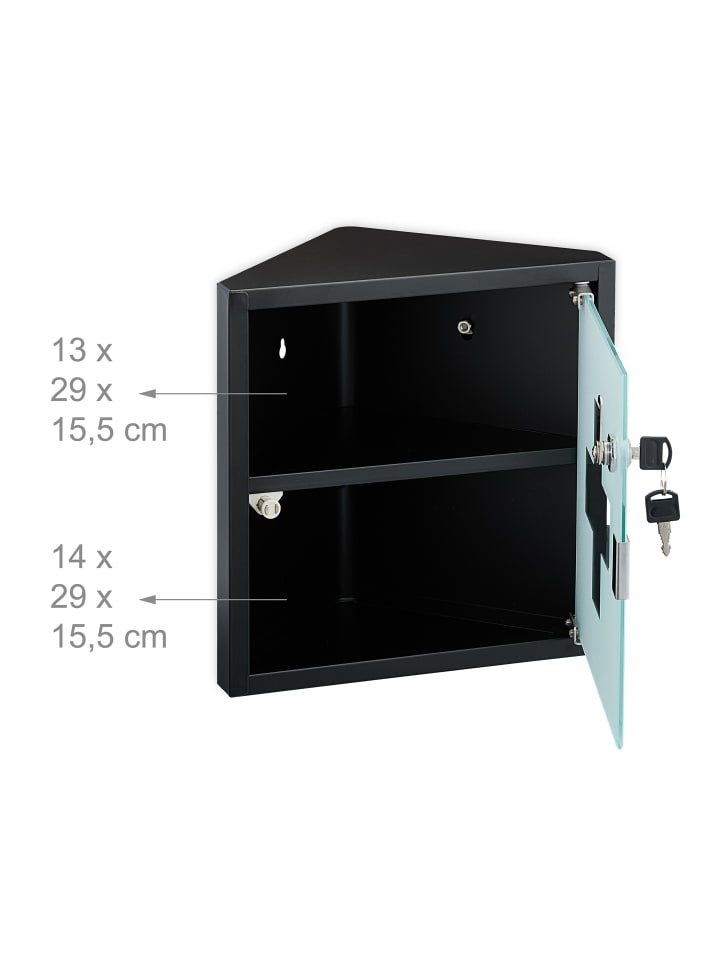 relaxdays Medizinschrank in Schwarz - (B)30 x (H)30 x (T)17,5 cm günstig kaufen onesize