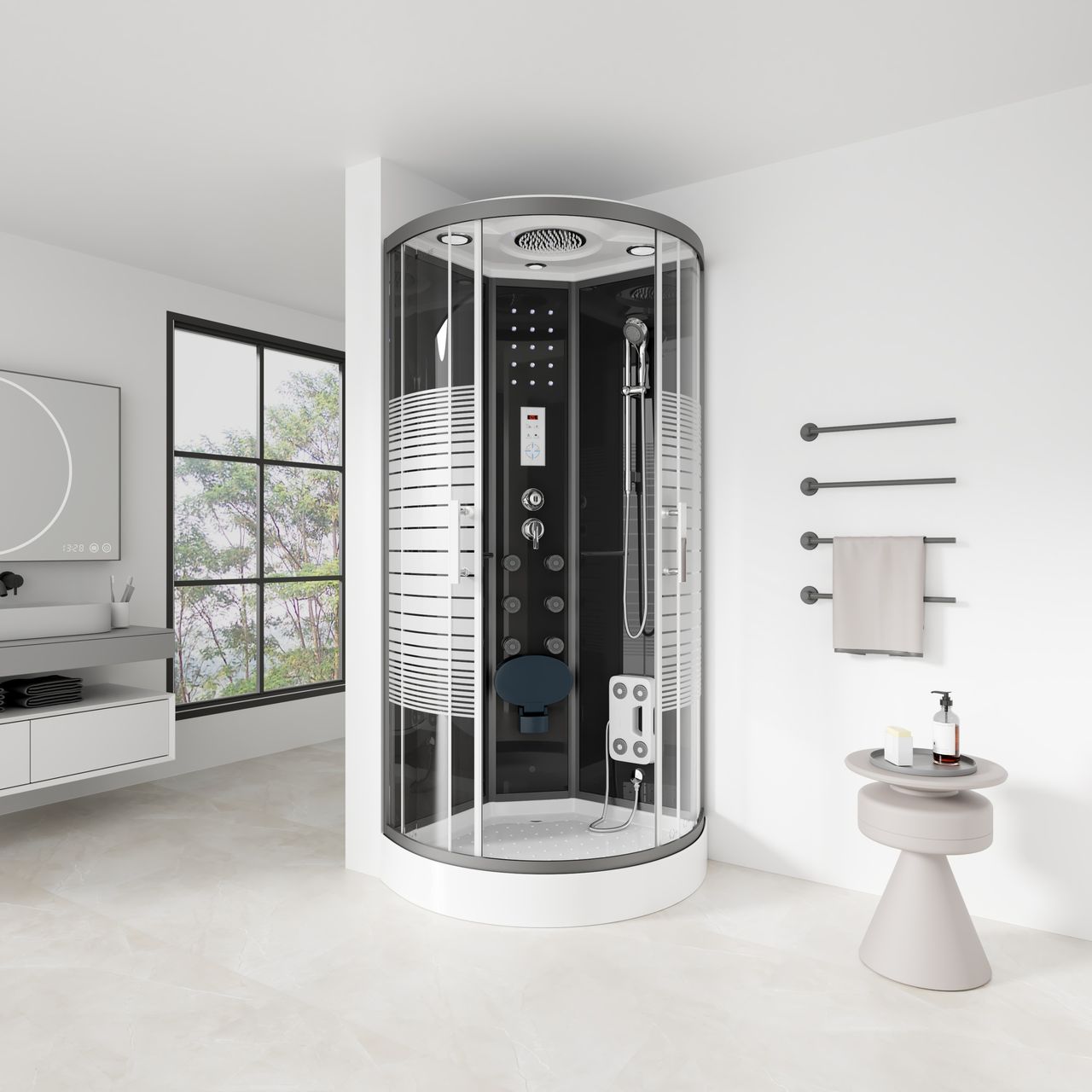 Home Deluxe Design-Duschkabine BLACK PEARL - ca. 90 x 90 x 220cm