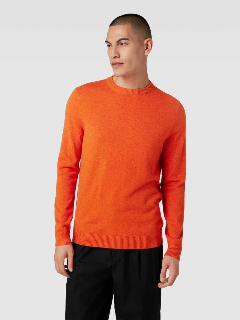 Strickpullover aus Kaschmir mit Rundhalsausschnitt in dunkel orange meliert
