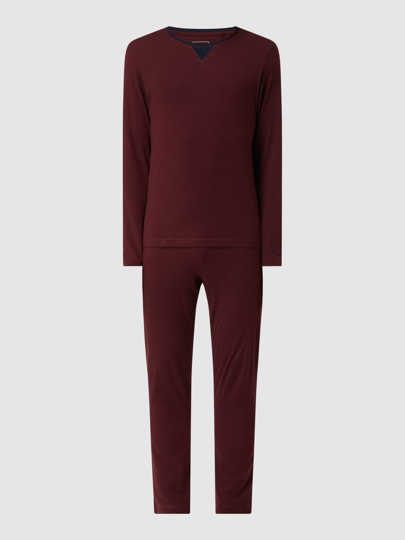 Pyjama aus Baumwolle in bordeaux rot
