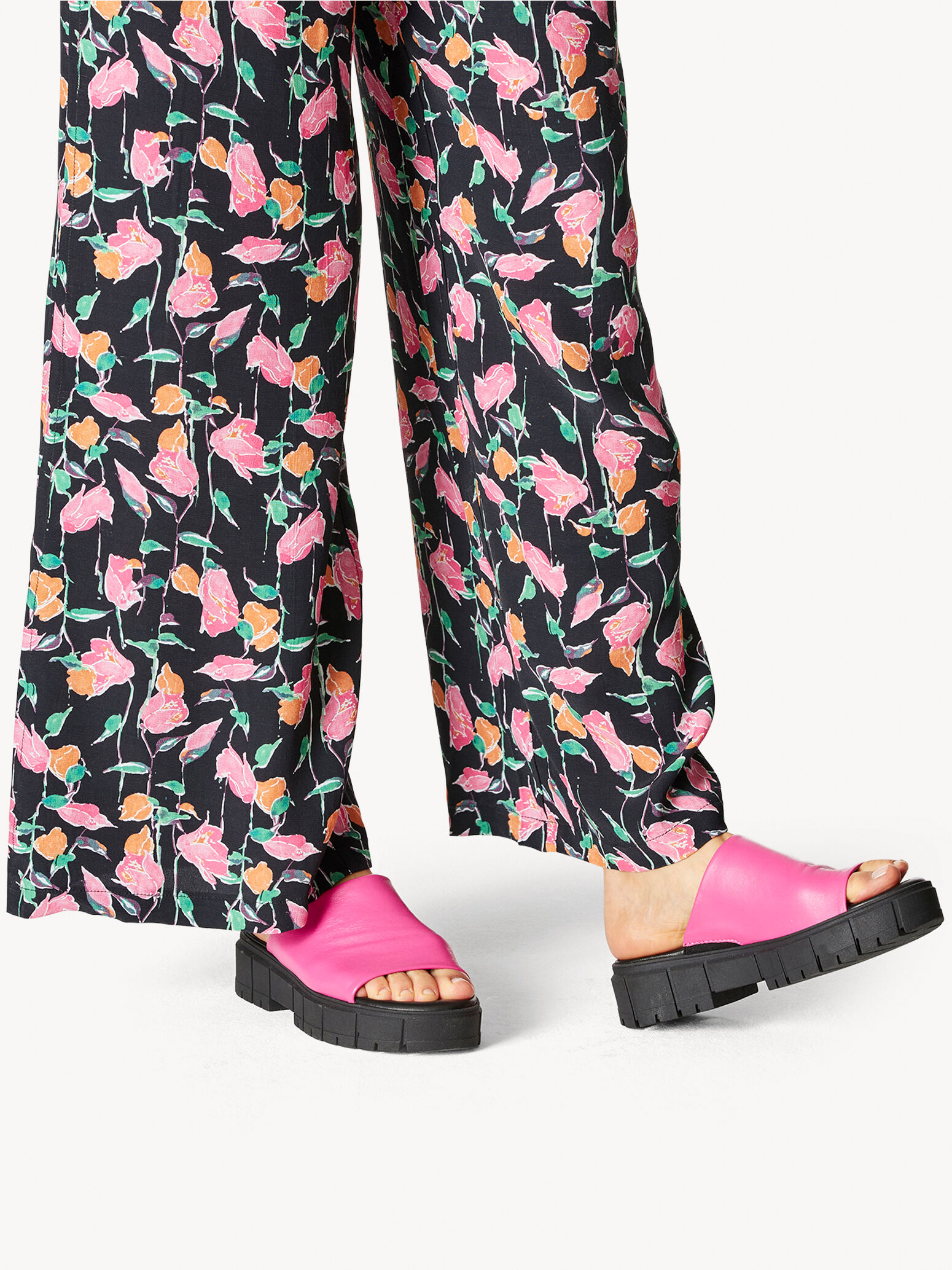 Mule en cuir - rose fuchsia