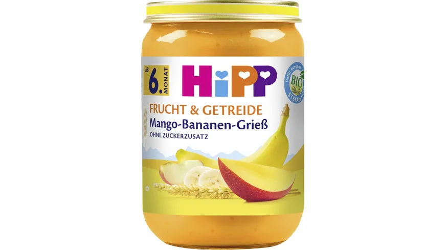 HiPP Bio Frucht und Getreide Mango-Bananen-Grieß 190 g