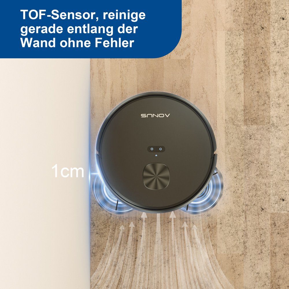 aonus Saugroboter i8 Nass-Trocken-Saugroboter Saug- und Wischroboter 3700Pa, 42,00 W, mit Beutel, App Steuerung und 3,5L-Automatisches Staubsauger-System.Laser