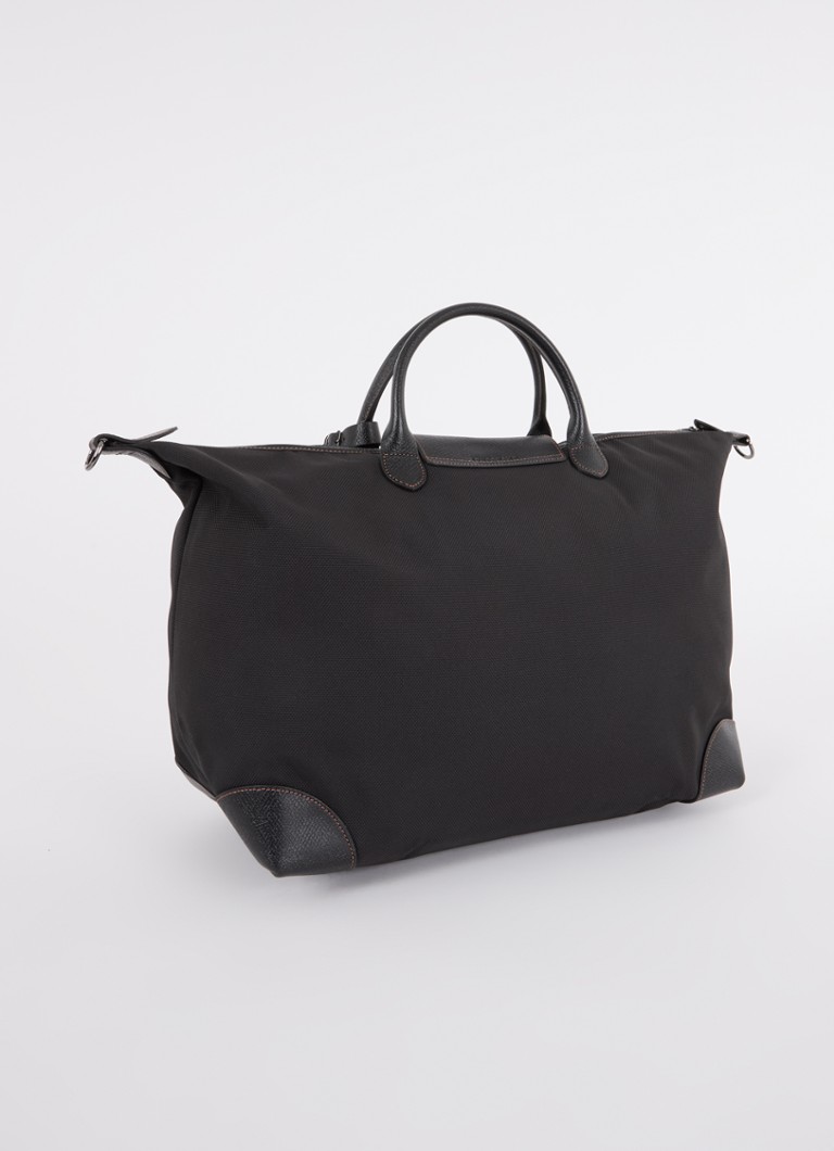 Geantă de weekend Longchamp Boxford M din pânză cu detalii din piele.