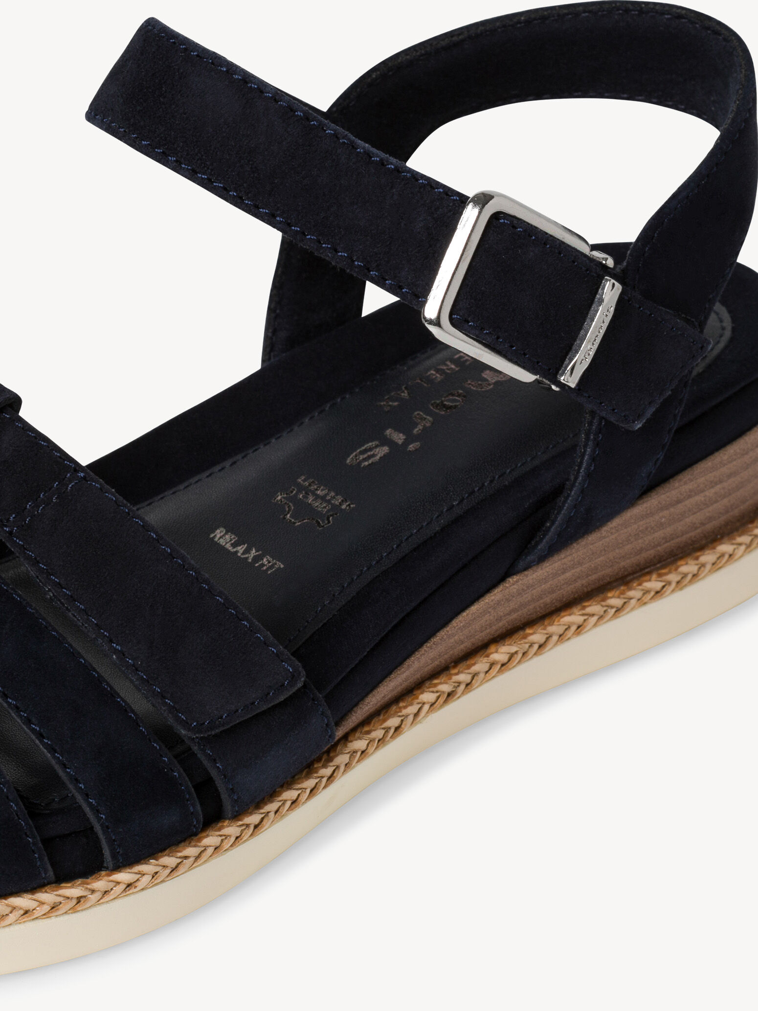 Sandale à talon en cuir - bleu