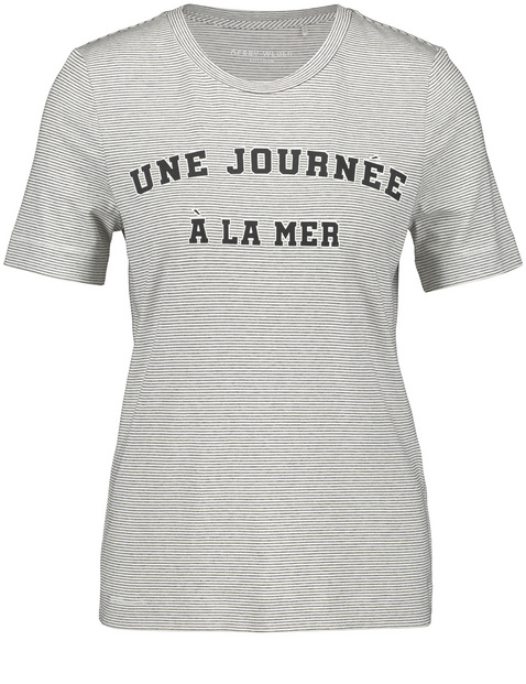 Geringeltes T-Shirt mit Wording Print