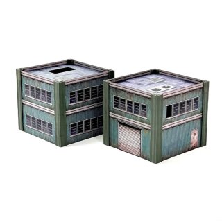 Metropolis Cityscape - Two Small Steel Buildings