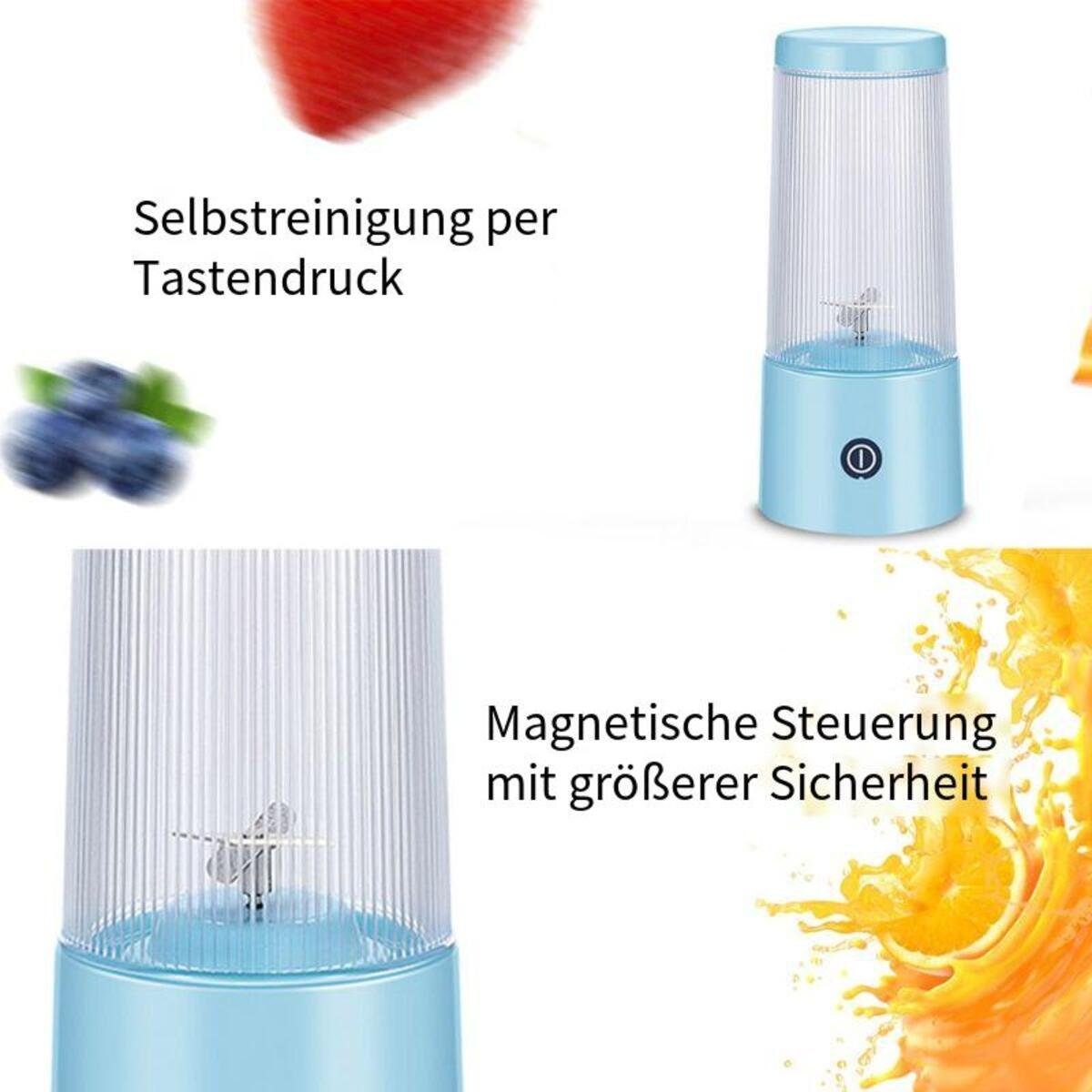 Devenirriche Milchaufschäumer Küchenmaschine, Mini-Mixer, USB-wiederaufladbare Saftpresse