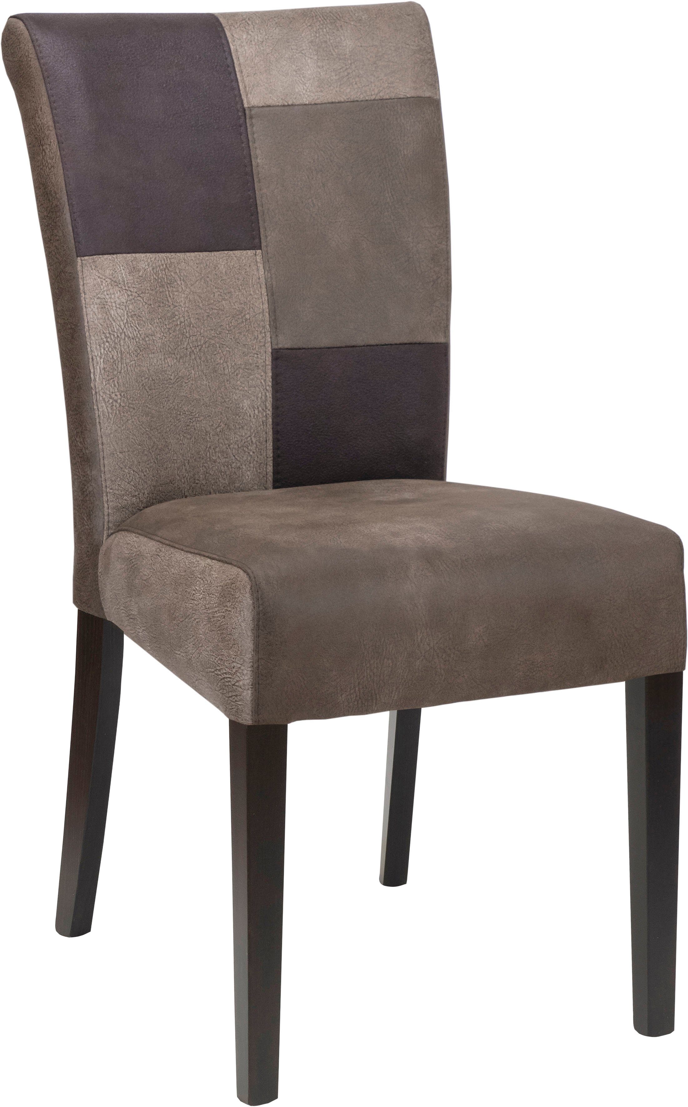 Home affaire Esszimmerstuhl Queen (Set, 2 St), Beingestell aus Massivholz, Patchwork Bezug im Landhaus Stil