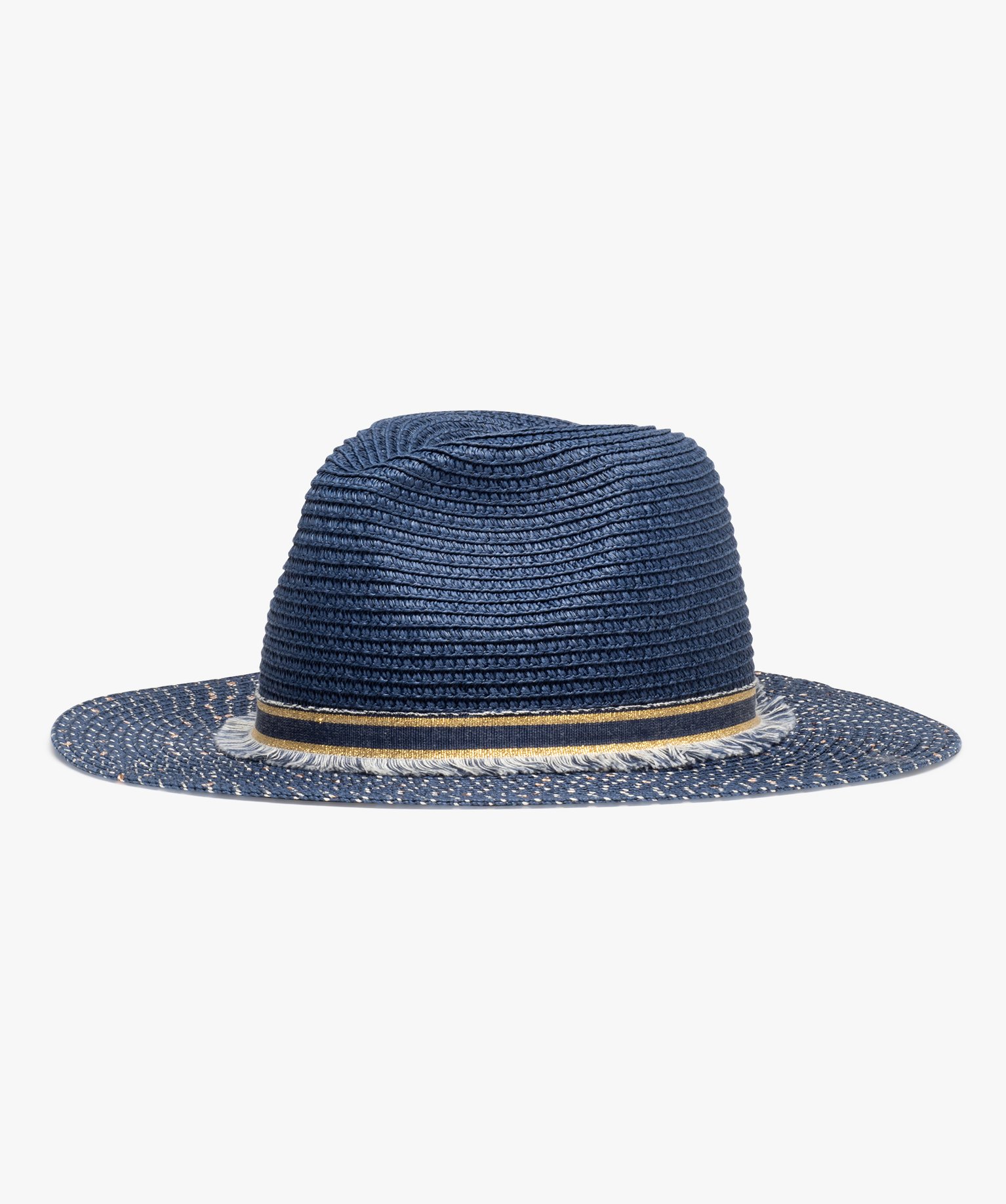 Chapeau en paille de papier avec touches pailletées femme bleu | GEMO