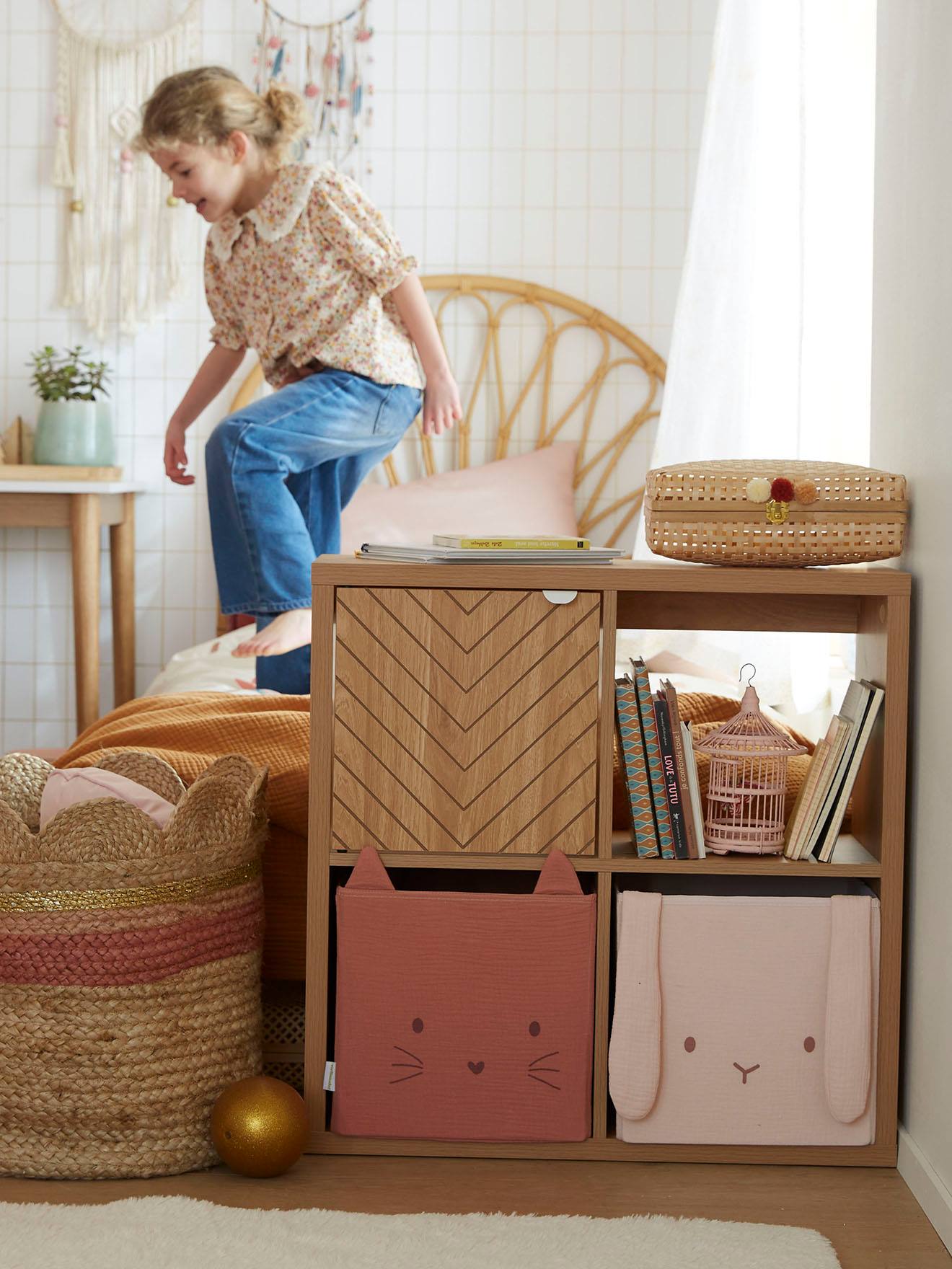 Vertbaudet Kinderzimmer Regalelement mit 4 Fächern CHEVRONS - braun