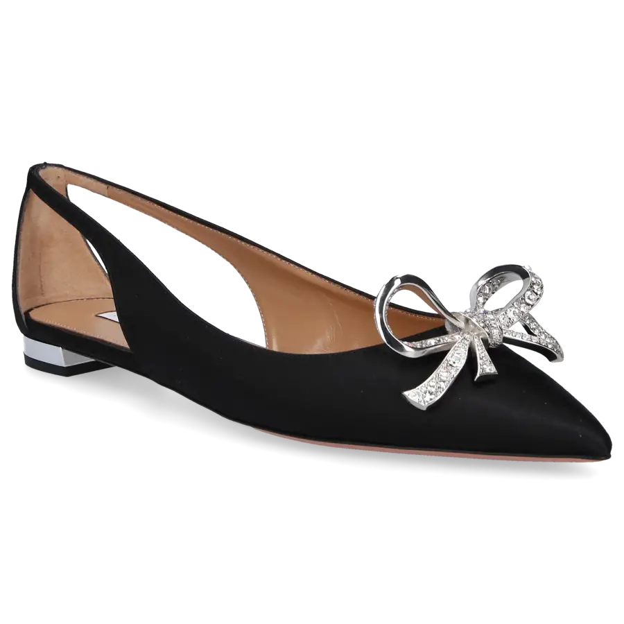 Aquazzura - Brautschuhe BABE FLAT Satin - schwarz