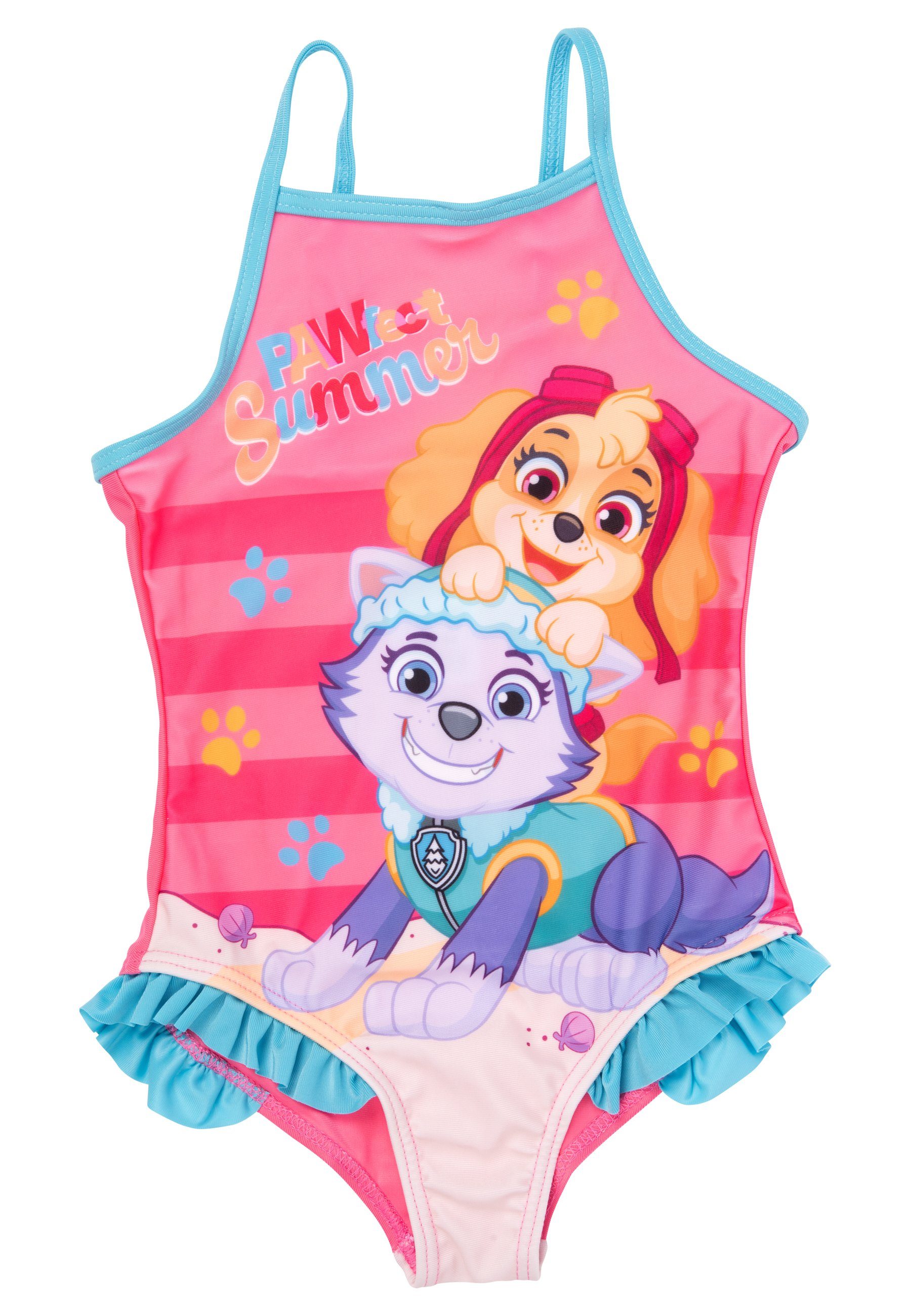 United Labels® Badeanzug Paw Patrol Badeanzug mit Rüschen für Mädchen Schwimmanzug