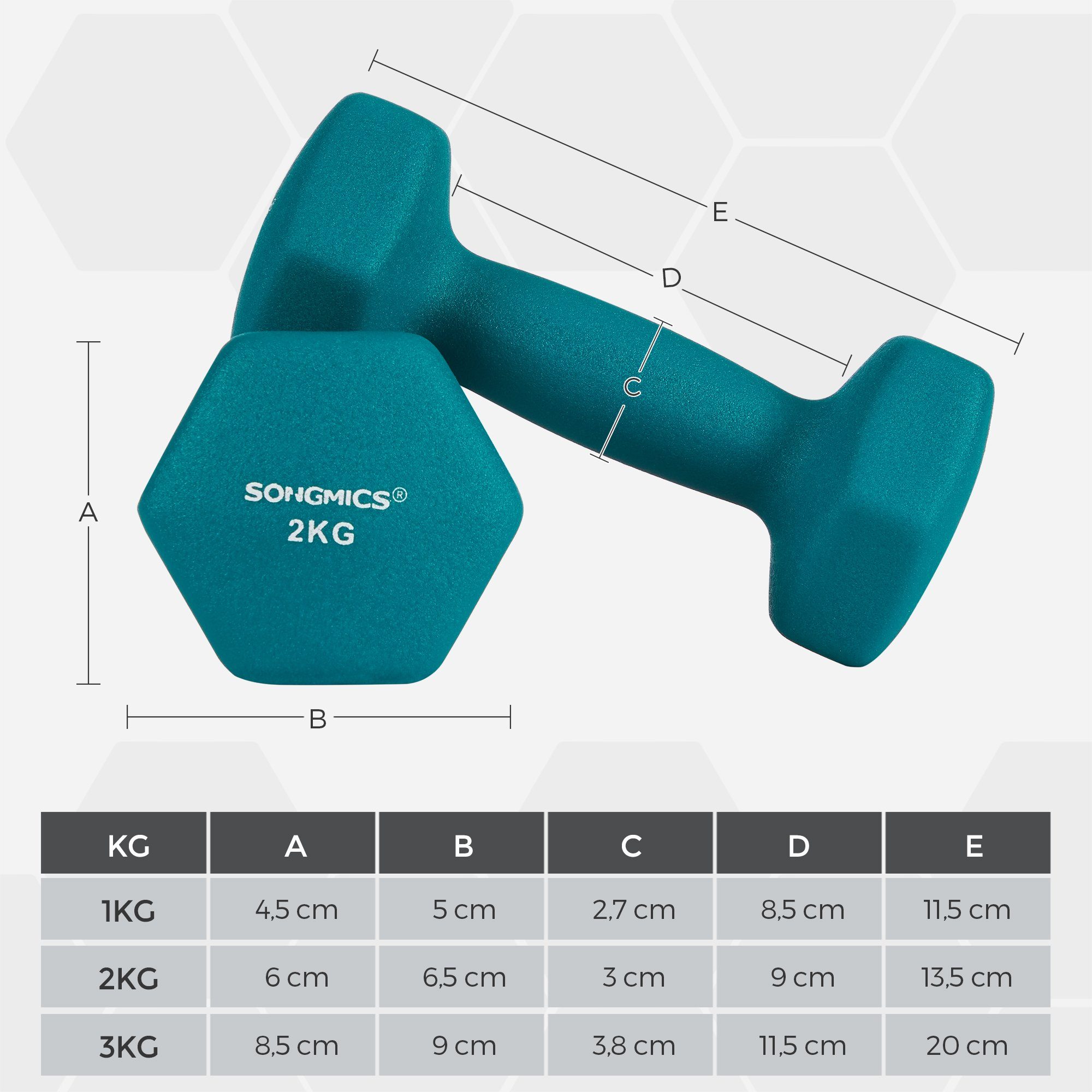 SONGMICS Hantel-Set, (Set), Kurzhantel Set 12kg+10kg, Krafttraining