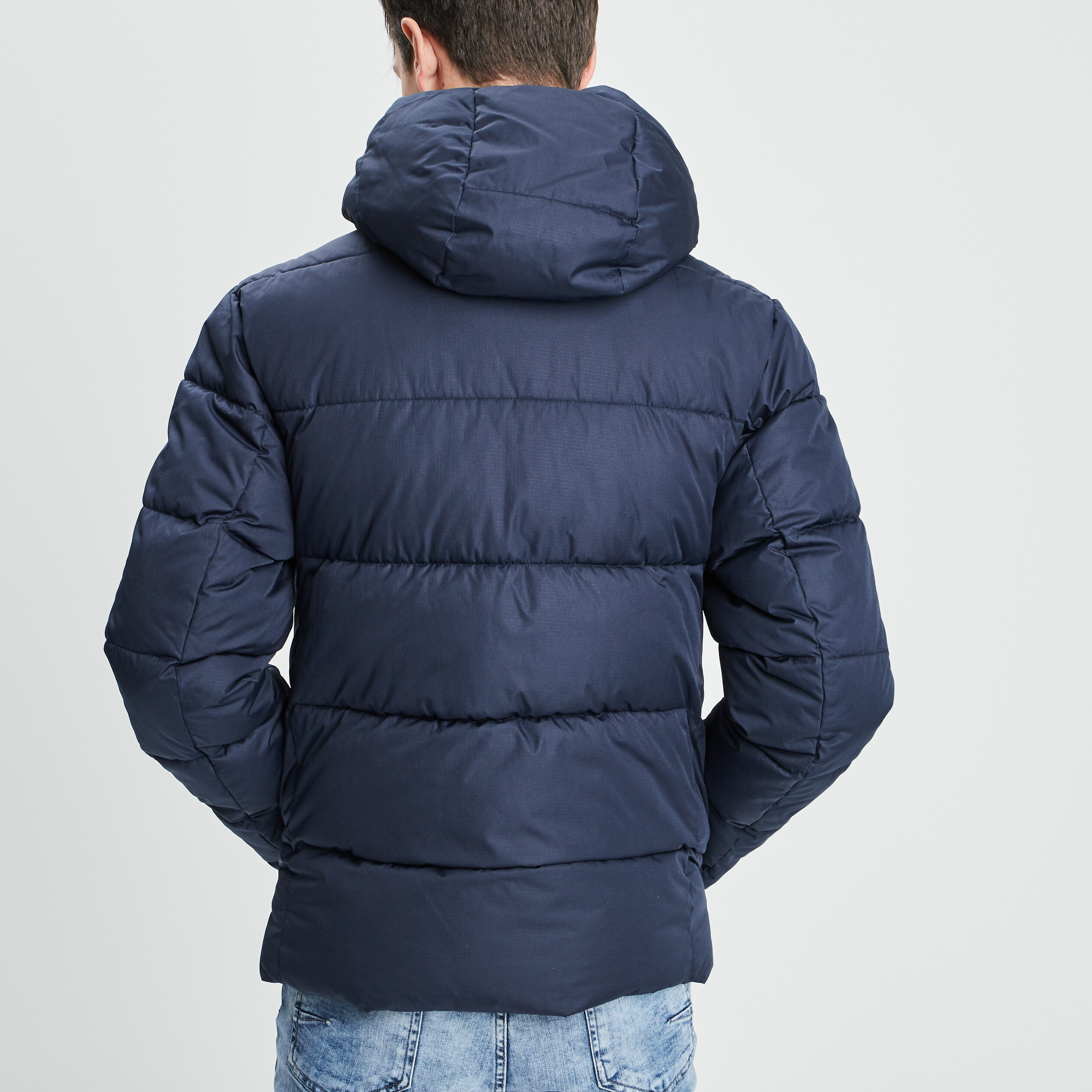 Doudoune droite courte bleu marine homme | La Halle