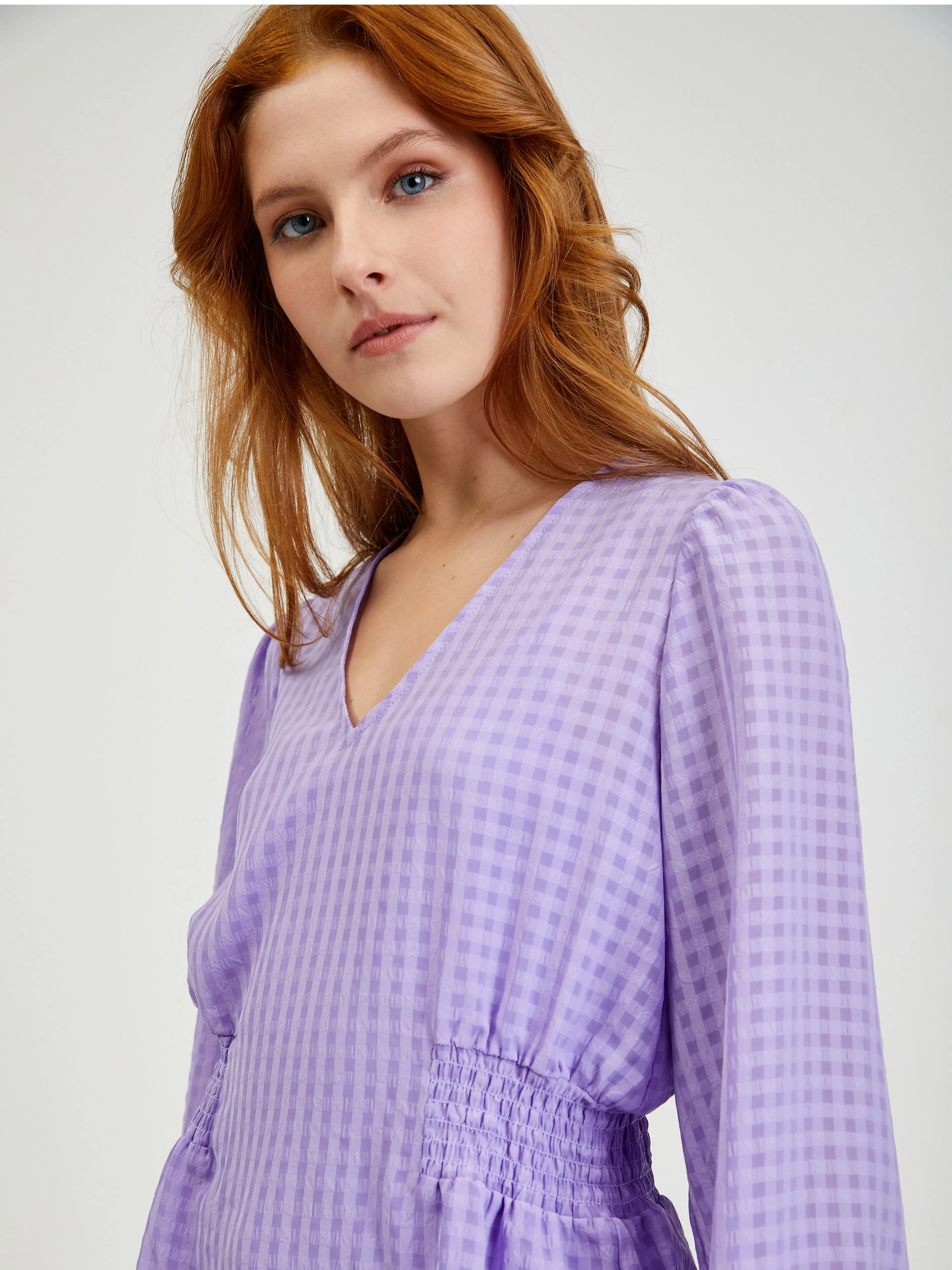 Hellviolette karierte Damenbluse ORSAY