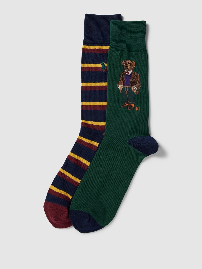 Socken mit elastischen Rippenbündchen im 2er-Pack in smaragdgrün