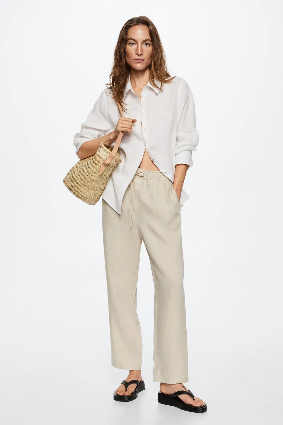 MANGO  Steinfarbene Damenhose 27067105
