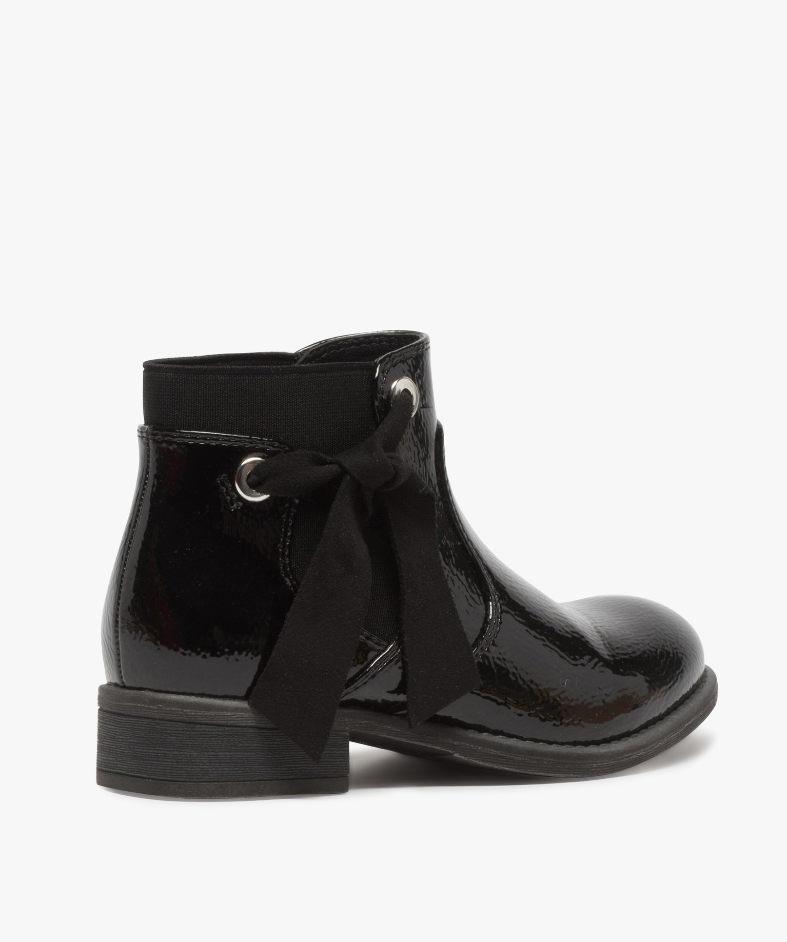 Boots fille unis tige vernie et ruban décoratif | GEMO
