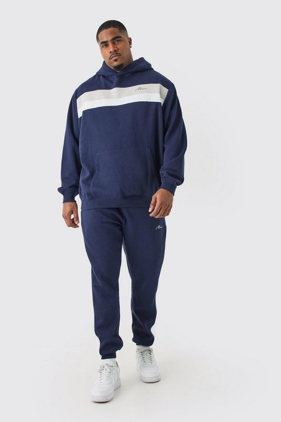 Plus Man Signature Colorblock Trainingsanzug mit Kapuze