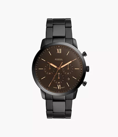 Fossil Herrenuhr Neutra Chronograph Edelstahl Schwarz