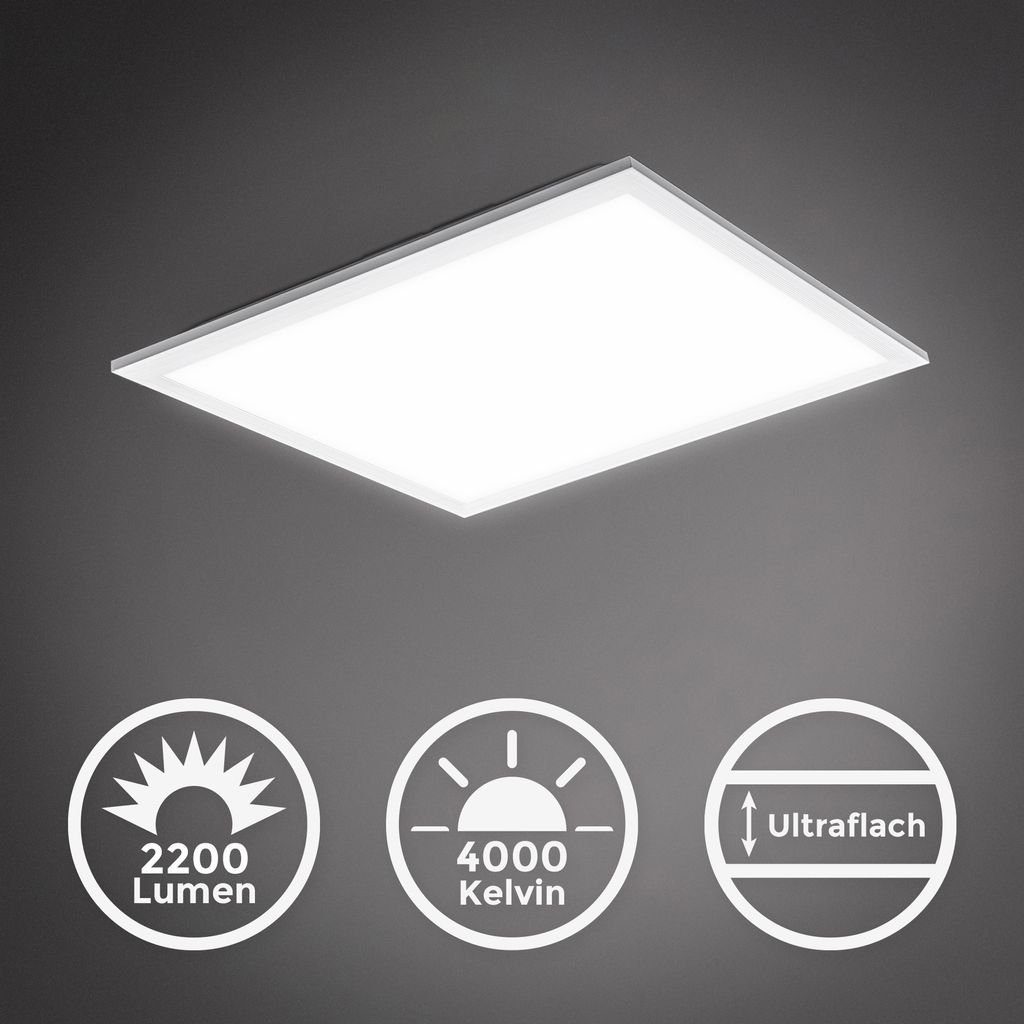 B.K.Licht Deckenleuchte LED Panel Decke eckig Ultra-Flach 29x29 cm Büro Weiß - BKL1325, LED fest integriert, Neutralweiß, 4000K moderne Deckenlampe 12W 1300lm Küche Wohnzimmer