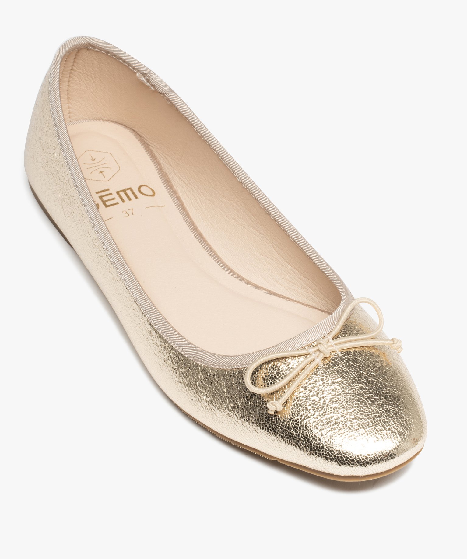 Ballerines femme métallisées avec noeud fantaisie or | GEMO