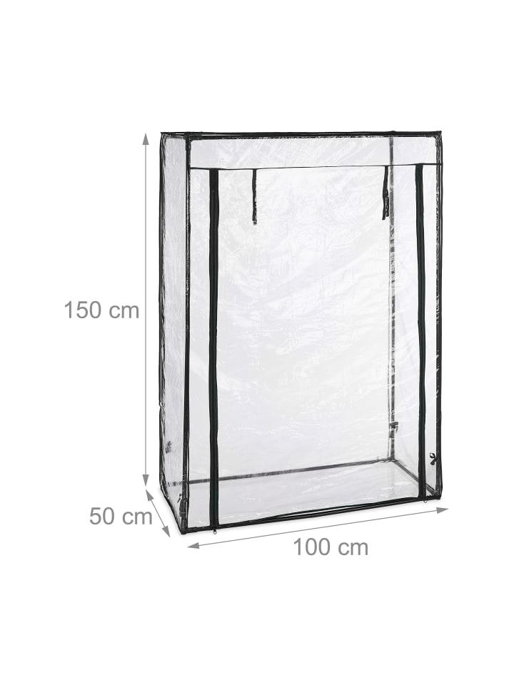 relaxdays Tomatengewächshaus in Transparent/ Schwarz - (B)100 x (H)150 x (T)50 cm günstig kaufen onesize